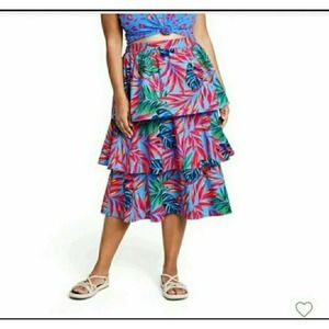 NWT Tabitha Brown for Target Women's Tropical Layered‎ Midi Skirt. Size L